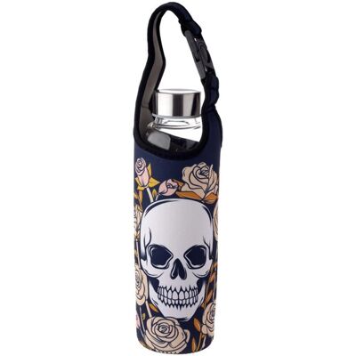 Puckator lasipullo ja kallo- & ruusukuvio - 500ml Puckator lasipullo ja kallo- & ruusukuvio - 500ml