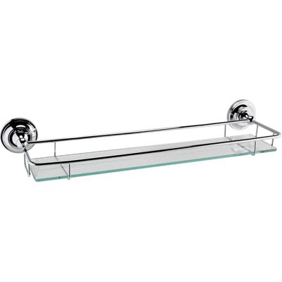 Nuie Traditional Bathroom Gallery Glass Shelf - Brass, Silver - Wall Mounted - 146mm x 536mm Nuie Traditional Bathroom Gallery Glass Shelf - Brass, Silver - Wall Mounted - 146mm x 536mm