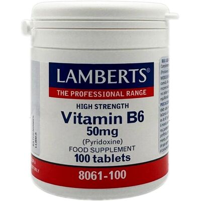 Lamberts Vitamin B6 50mg - 100 Tabletten - Unterstützung für Nervensystem & Immunsystem Lamberts Vitamin B6 50mg - 100 Tabletten - Unterstützung für Nervensystem & Immunsystem