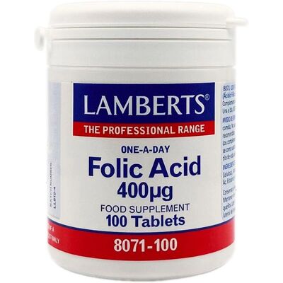 Ácido Fólico Lamberts - 400mcg Tabletas fáciles de tragar - Suplemento alimenticio Ácido Fólico Lamberts - 400mcg Tabletas fáciles de tragar - Suplemento alimenticio