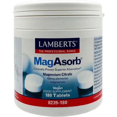 Lamberts MagAsorb Magnesium 150mg - Citrate - 180 Tablets Lamberts MagAsorb Magnesium 150mg - Citrate - 180 Tablets