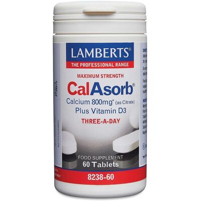 Lamberts Calasorb - Calcio 800mg + Vitamina D3 - 60 Tabletas Lamberts Calasorb - Calcio 800mg + Vitamina D3 - 60 Tabletas