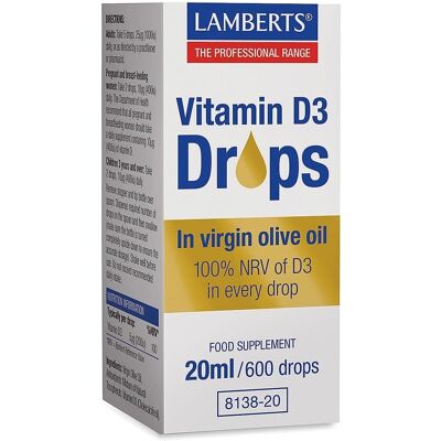 Lamberts Vitamin D3 Tropfen 20ml - 200 IE - Unterstützt Knochen & Immunität Lamberts Vitamin D3 Tropfen 20ml - 200 IE - Unterstützt Knochen & Immunität
