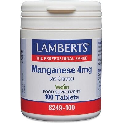 Lamberts Mangan 4mg/5mg Citrate - 100 Tabletten Lamberts Mangan 4mg/5mg Citrate - 100 Tabletten
