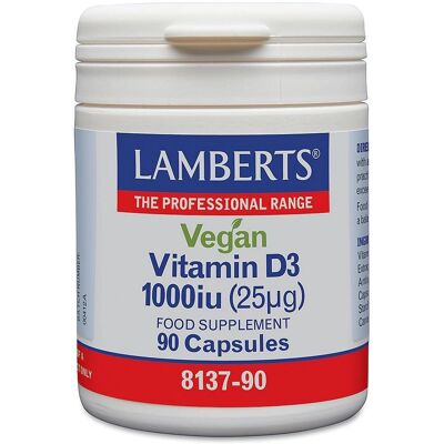 Lamberts Vitamine D3 Végane 1000 IU - 90 Capsules - Supplément de Vitamine D3 Végane - Publicité Lamberts Vitamine D3 Végane 1000 IU - 90 Capsules - Supplément de Vitamine D3 Végane - Publicité