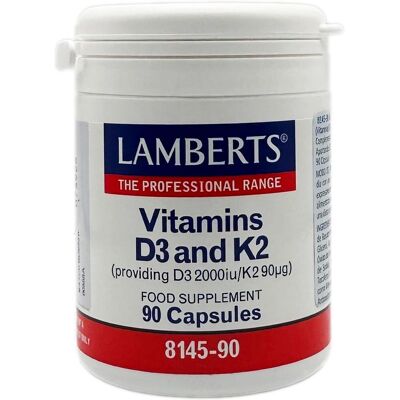 Lamberts Vitamin D3 2000 IU y K2 Cápsulas 90 - Vitaminas y Suplementos Lamberts Vitamin D3 2000 IU y K2 Cápsulas 90 - Vitaminas y Suplementos