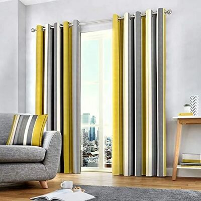 Rideaux à œillets en coton doublé Whitworth Stripe - Rideaux Rideaux à œillets en coton doublé Whitworth Stripe - Rideaux