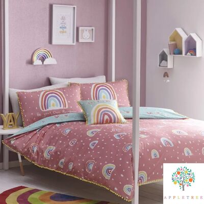 Set copripiumino bambini Rainbow Pom di Appletree - Reversibile, Cotone, Pompom Set copripiumino bambini Rainbow Pom di Appletree - Reversibile, Cotone, Pompom