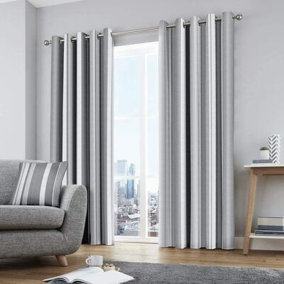Rideaux à Oeillets en Coton Fully Lined Whitworth Stripe - Rideaux Rideaux à Oeillets en Coton Fully Lined Whitworth Stripe - Rideaux