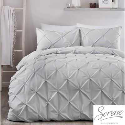 Serene Lara Silver Ruched Duvet Cover Set - Duvet Cover Set Serene Lara Silver Ruched Duvet Cover Set - Duvet Cover Set