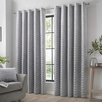 Curtina Kendal Silver Textured Weave Eyelet Curtains - Curtain Curtina Kendal Silver Textured Weave Eyelet Curtains - Curtain