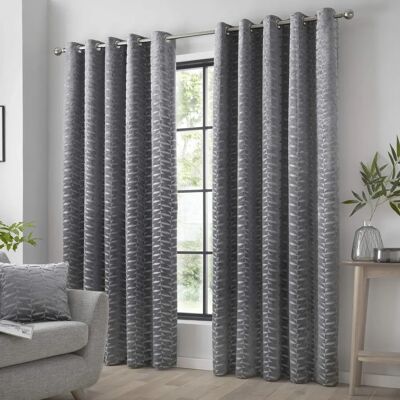 Curtina Kendal Charcoal Textured Eyelet Curtains - Curtains Curtina Kendal Charcoal Textured Eyelet Curtains - Curtains