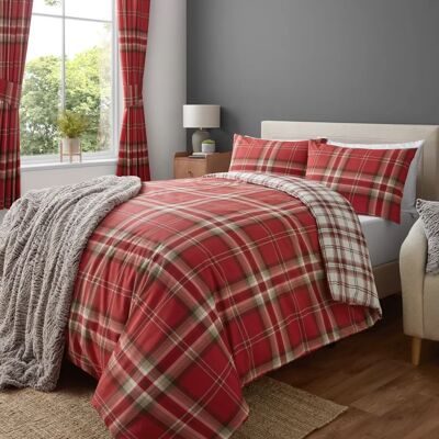 Catherine Lansfield Kelso Red Check Duvet Set - Duvet Set Catherine Lansfield Kelso Red Check Duvet Set - Duvet Set