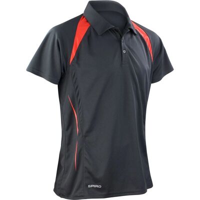 Spiro S177M Performance Poloshirt Sort/Red - Sportstøj Spiro S177M Performance Poloshirt Sort/Red - Sportstøj