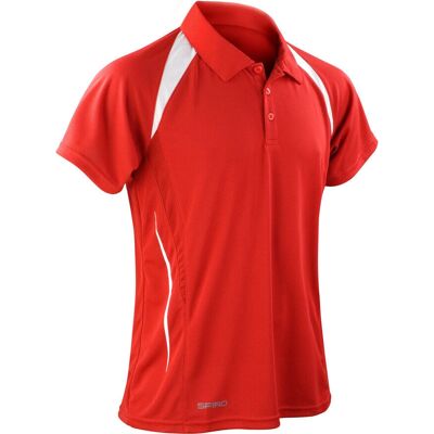 Spiro S177M Rød/Hvid Performance Poloshirt - Sportstøj Spiro S177M Rød/Hvid Performance Poloshirt - Sportstøj