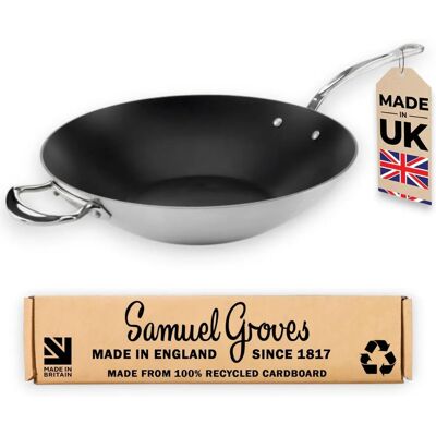 Samuel Groves Samuel Groves Non-Stick Rustfritt Stål Triply 32cm Wok - Wok Samuel Groves Samuel Groves Non-Stick Rustfritt Stål Triply 32cm Wok - Wok