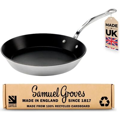 Samuel Groves Rustfritt stål non-stick 26cm stekepanne - Holdbar, induksjonssikker Samuel Groves Rustfritt stål non-stick 26cm stekepanne - Holdbar, induksjonssikker