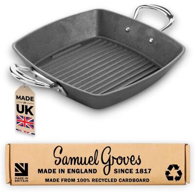 Samuel Groves Recycled Cast Iron Double Handle Griddle Pan - 26cm Samuel Groves Recycled Cast Iron Double Handle Griddle Pan - 26cm