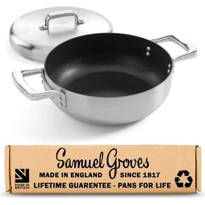 Samuel Groves Urban 26cm Stainless Steel Non-Stick Triply Chefs Pan with Domed Lid - Chef's Pan Samuel Groves Urban 26cm Stainless Steel Non-Stick Triply Chefs Pan with Domed Lid - Chef's Pan