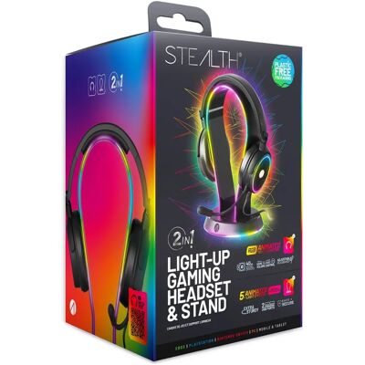 Ensemble Casque Gaming RGB Stealth et Support - Publicité Ensemble Casque Gaming RGB Stealth et Support - Publicité
