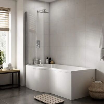 Nuie B-Shaped Shower Bath Front Panel 500mm H X 1700mm W - Acrylic Nuie B-Shaped Shower Bath Front Panel 500mm H X 1700mm W - Acrylic