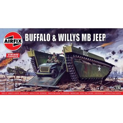 Airfix Buffalo Amphibian & Willys Jeep Modellbausatz - Militärfahrzeug Airfix Buffalo Amphibian & Willys Jeep Modellbausatz - Militärfahrzeug