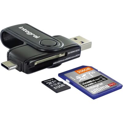 Integral USB 3.0 & USB-C Card Reader - Supports SD, Micro SD, SDHC, SDXC Integral USB 3.0 & USB-C Card Reader - Supports SD, Micro SD, SDHC, SDXC