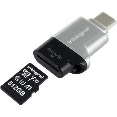 Lecteur de cartes USB3.0 Integral - MicroSD, SD - Noir, Argent Lecteur de cartes USB3.0 Integral - MicroSD, SD - Noir, Argent