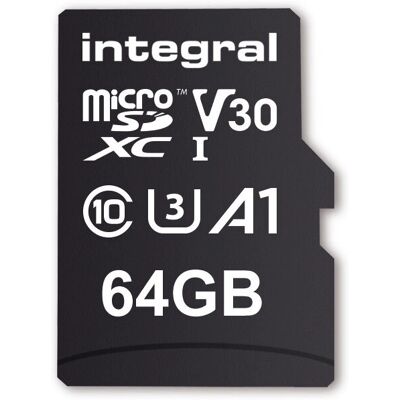 Integral INMSDX64G-100V30 64GB MicroSDXC U3 Classe 10 - Cartão de memória Integral INMSDX64G-100V30 64GB MicroSDXC U3 Classe 10 - Cartão de memória