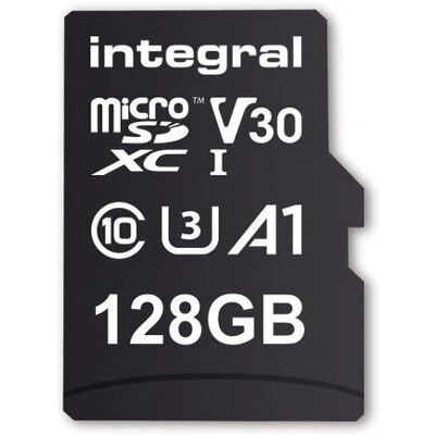 Cartão MicroSDHC Integral High Speed V30 UHS-I U1 com adaptador - 128GB Cartão MicroSDHC Integral High Speed V30 UHS-I U1 com adaptador - 128GB