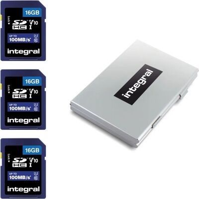 Integral 16GB SD Memory Card - High Speed, 3-Pack with Metal Case Integral 16GB SD Memory Card - High Speed, 3-Pack with Metal Case
