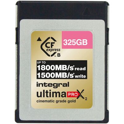 Carte CFexpress Integral 325GB - Or Cinématique Type B - Publicité Carte CFexpress Integral 325GB - Or Cinématique Type B - Publicité