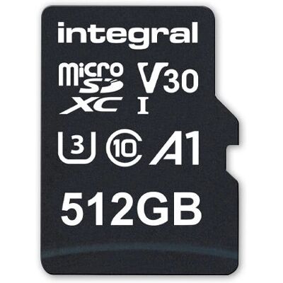 Cartão MicroSDXC Integral 512GB UHS-I V30 A1 - Cartão de Memória Cartão MicroSDXC Integral 512GB UHS-I V30 A1 - Cartão de Memória