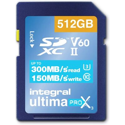 Carte SD Integral 512GB ULTIMAPRO X3 - UHS-II V60, 300MB/s - Publicité Carte SD Integral 512GB ULTIMAPRO X3 - UHS-II V60, 300MB/s - Publicité