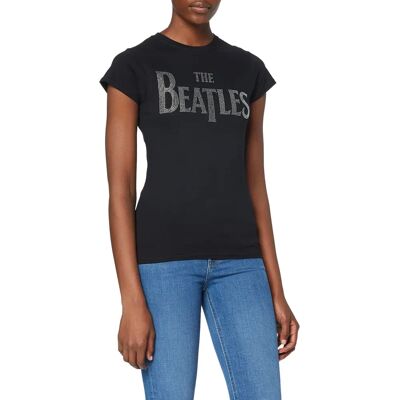 The Beatles Drop T Diamante Logo Skinny Fit T Shirt - Black - Women The Beatles Drop T Diamante Logo Skinny Fit T Shirt - Black - Women