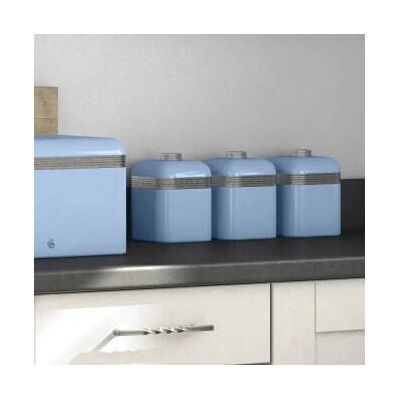 Swan Retro Set of 3 Canisters Blue - Kitchen Storage Container Swan Retro Set of 3 Canisters Blue - Kitchen Storage Container