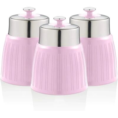 Ensemble de 3 boîtes Swan Retro Rose - Rangement Cuisine - Publicité Ensemble de 3 boîtes Swan Retro Rose - Rangement Cuisine - Publicité