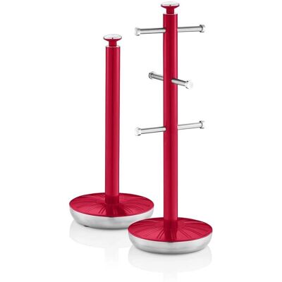Swan Model Mug Tree and Kitchen Storage Set - Red Swan Model Mug Tree and Kitchen Storage Set - Red