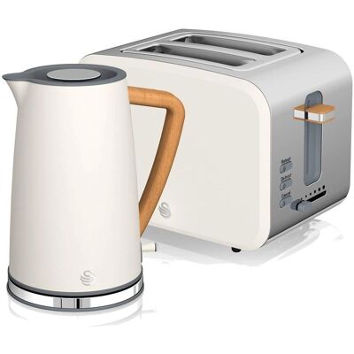 Swan Nordic Set Petit Déjeuner Bouilloire Sans Fil 1,7 L 2200 W, Grille-Pain Pain - BLANC - Publicité Swan Nordic Set Petit Déjeuner Bouilloire Sans Fil 1,7 L 2200 W, Grille-Pain Pain - BLANC - Publicité