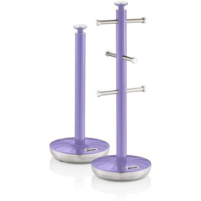 Swan Retro Towel Pole and Mug Tree Set - Purple - Kitchen Storage Swan Retro Towel Pole and Mug Tree Set - Purple - Kitchen Storage