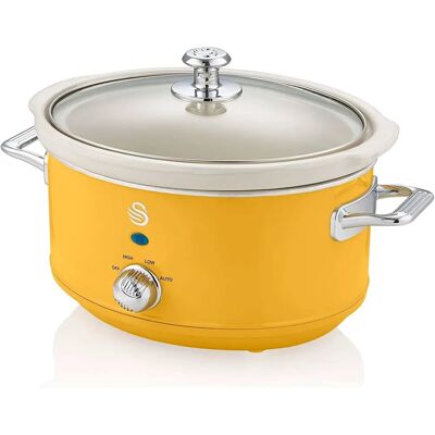 Swan SF17021YELNEU Slow Cooker Vintage - 3,5L, Ceramica, 200W Swan SF17021YELNEU Slow Cooker Vintage - 3,5L, Ceramica, 200W