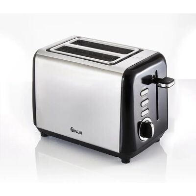 Swan Black 2 Slice Toaster - Stainless Steel, Variable Browning Control, Defrost Swan Black 2 Slice Toaster - Stainless Steel, Variable Browning Control, Defrost