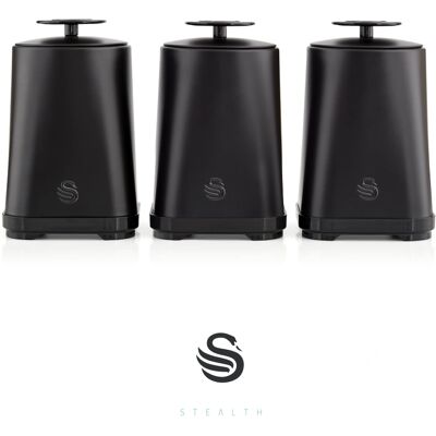 Swan - Stealth - Tea Coffee Sugar - 1.3L - Storage Canisters Swan - Stealth - Tea Coffee Sugar - 1.3L - Storage Canisters