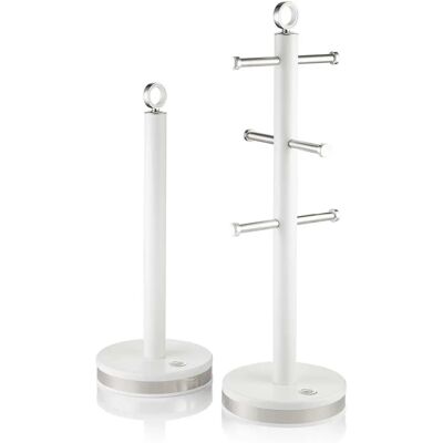 Swan Serenity Towel Pole and Mug Tree Set - Stainless Steel - White - Towel Holder Swan Serenity Towel Pole and Mug Tree Set - Stainless Steel - White - Towel Holder