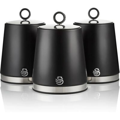 Swan Black Canisters Set of 3 - Kitchen Canisters Swan Black Canisters Set of 3 - Kitchen Canisters