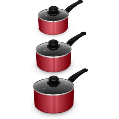 Swan Townhouse 3 Piece Red Pan Set - Cookware Set Swan Townhouse 3 Piece Red Pan Set - Cookware Set