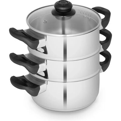 Swan - Townhouse 18cm 3 Tier - Stainless Steel - Steamer Swan - Townhouse 18cm 3 Tier - Stainless Steel - Steamer
