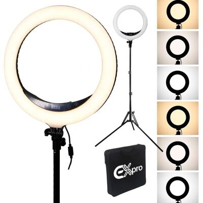 Ex-Pro 14'' Dimmable LED Ring Light with Tripod - Studio Photography Ex-Pro 14'' Dimmable LED Ring Light with Tripod - Studio Photography