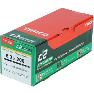 Timco Yellow C2 Strong-Fix Double Countersunk PZ3 Screws - 6 x 200mm Timco Yellow C2 Strong-Fix Double Countersunk PZ3 Screws - 6 x 200mm