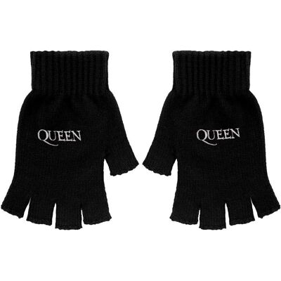 Queen: Unisex fingerless handskar - Logotyp - Svart Queen: Unisex fingerless handskar - Logotyp - Svart